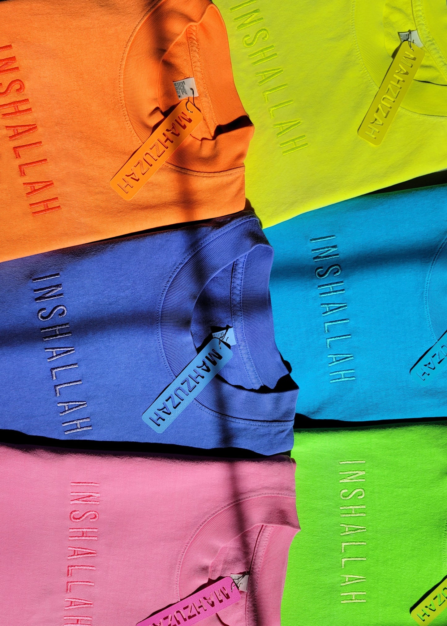Embroidered Neon Inshallah T-Shirts