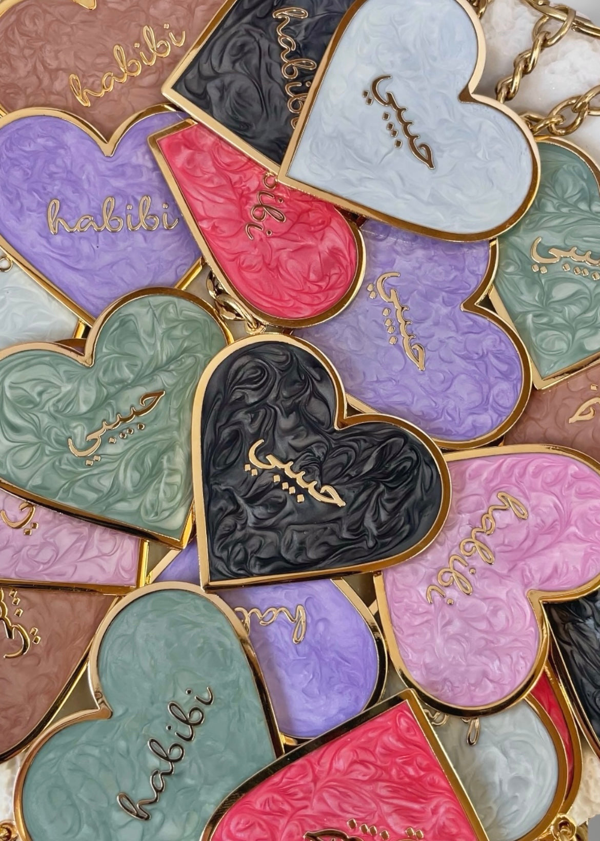 Pearlescent Habibi Heart Keychains