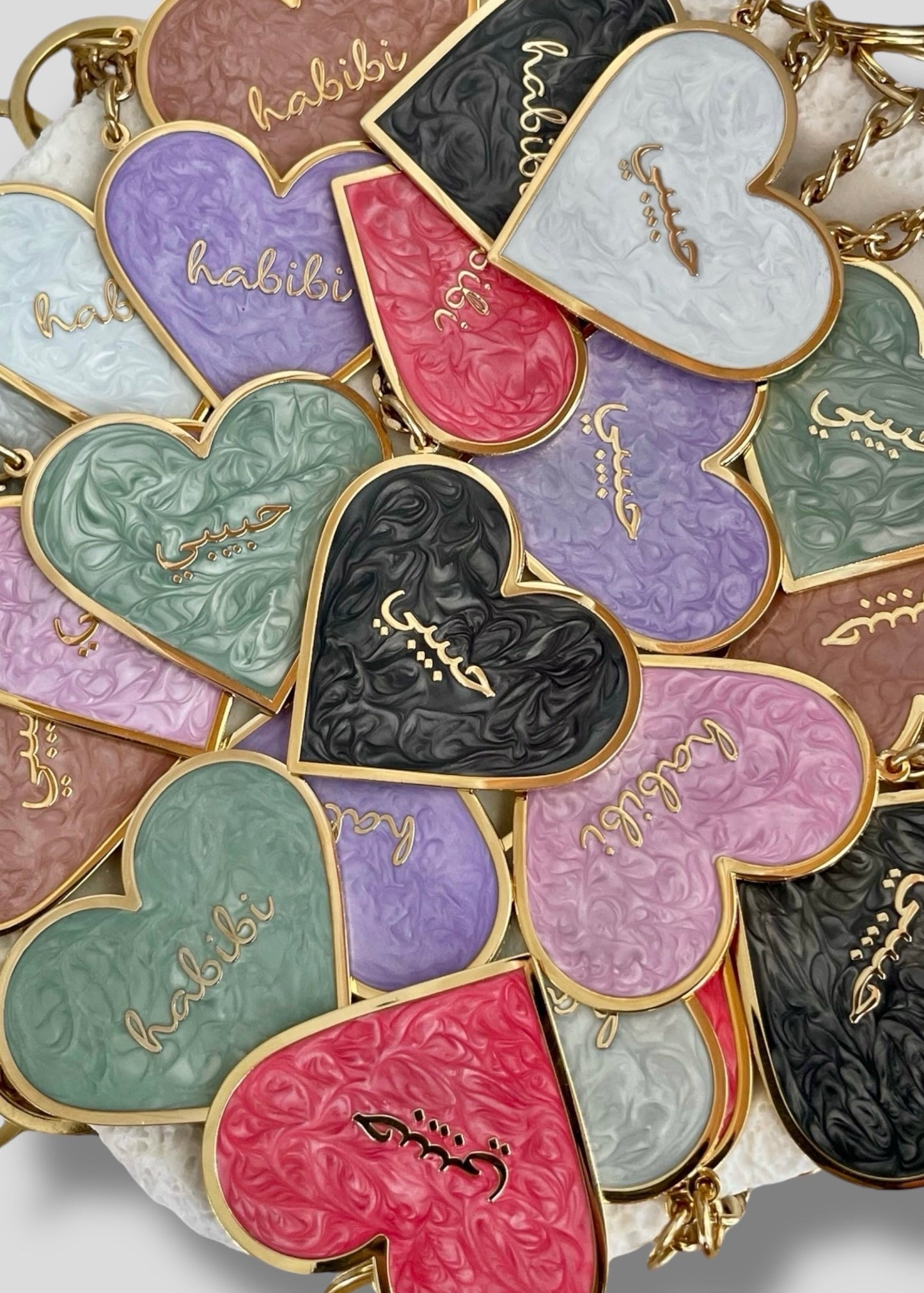 Pearlescent Habibi Heart Keychains