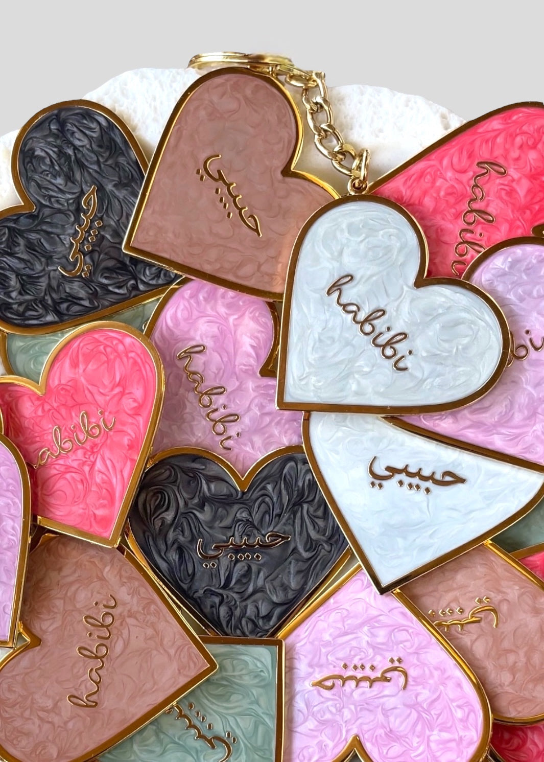Pearlescent Habibi Heart Keychains