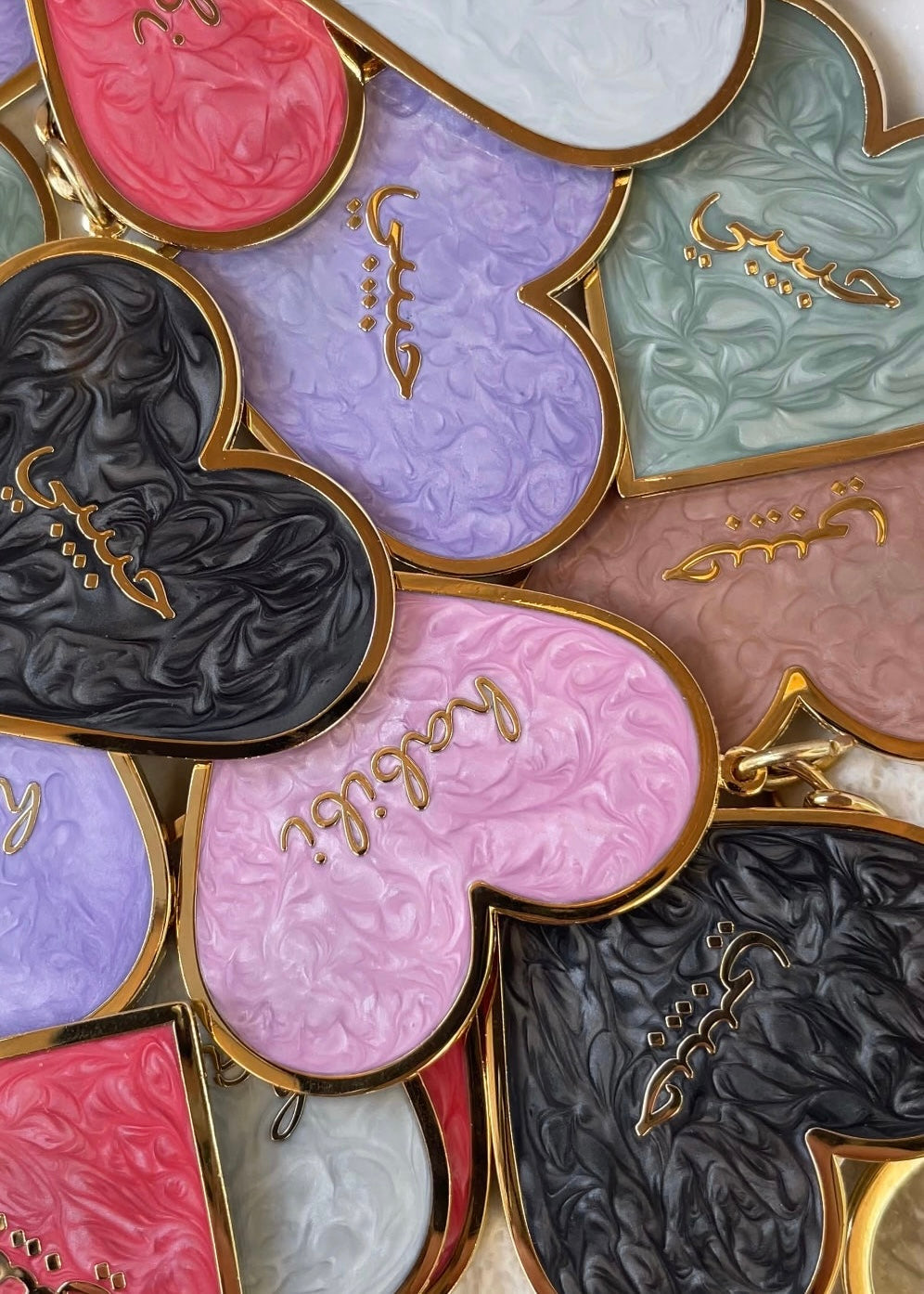 Pearlescent Habibi Heart Keychains