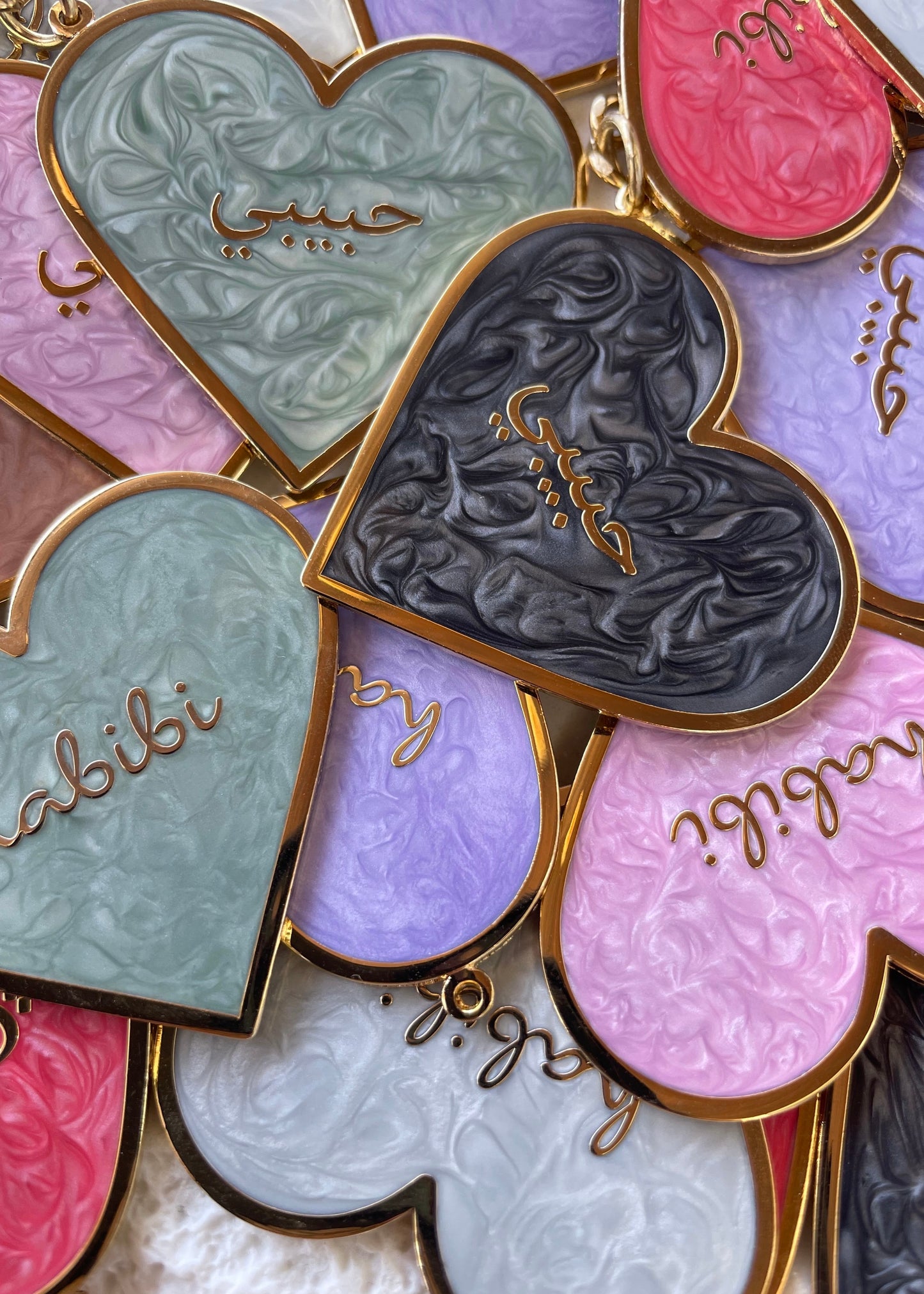 Pearlescent Habibi Heart Keychains