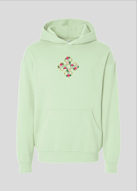 Embroidered Floral Coptic Cross Hoodie
