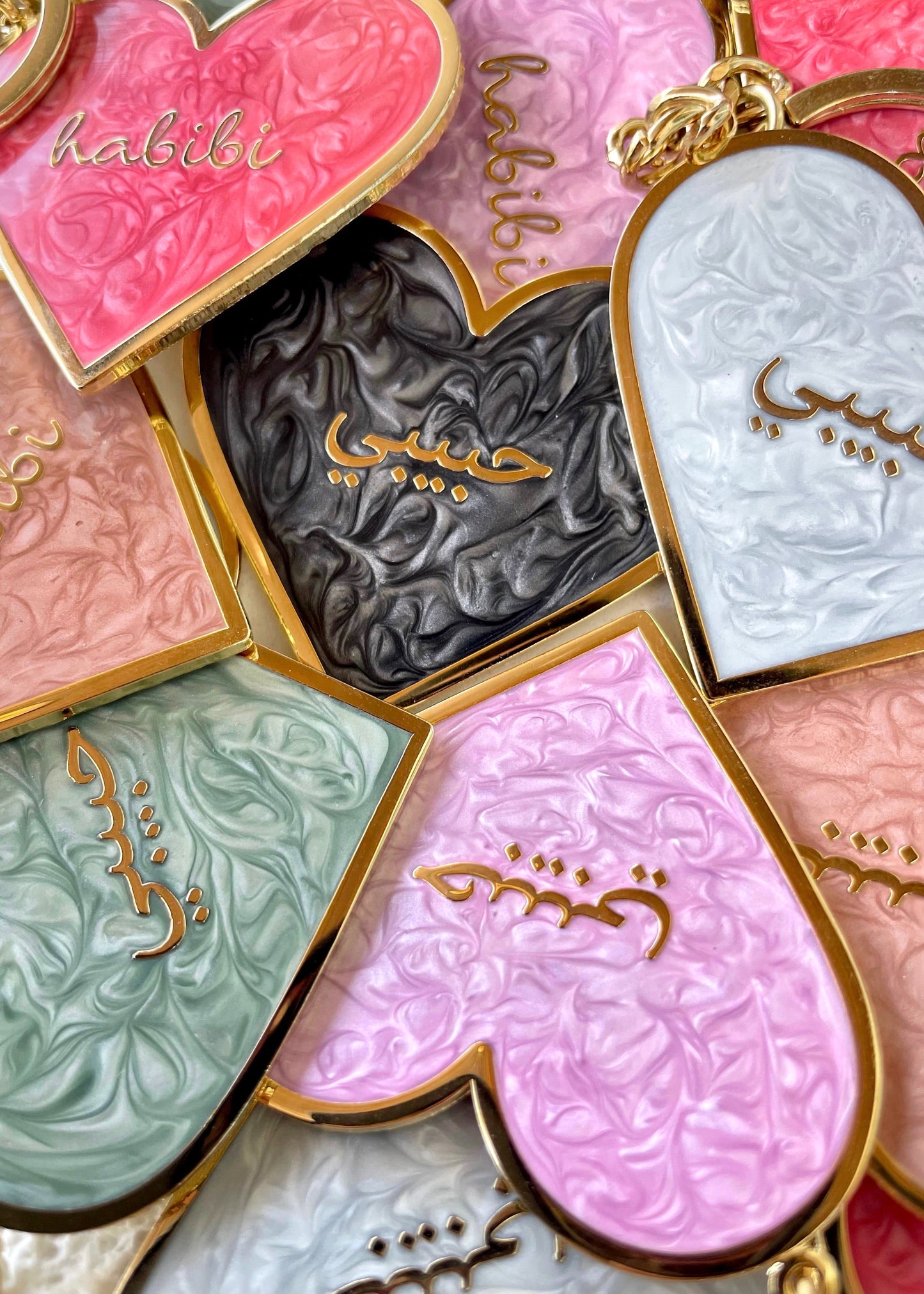 Pearlescent Habibi Heart Keychains