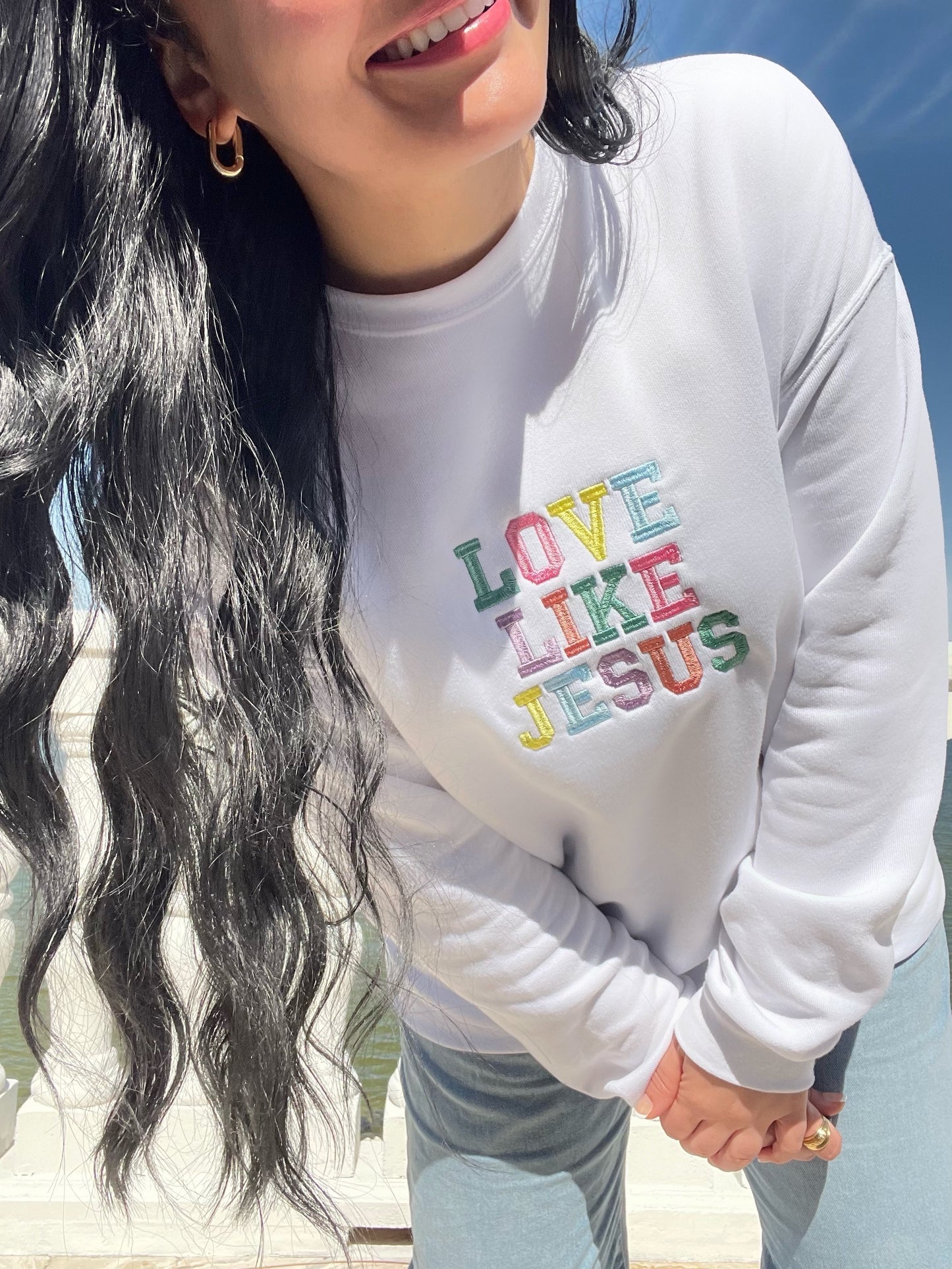 Embroidered Love Like Jesus Sweatshirts