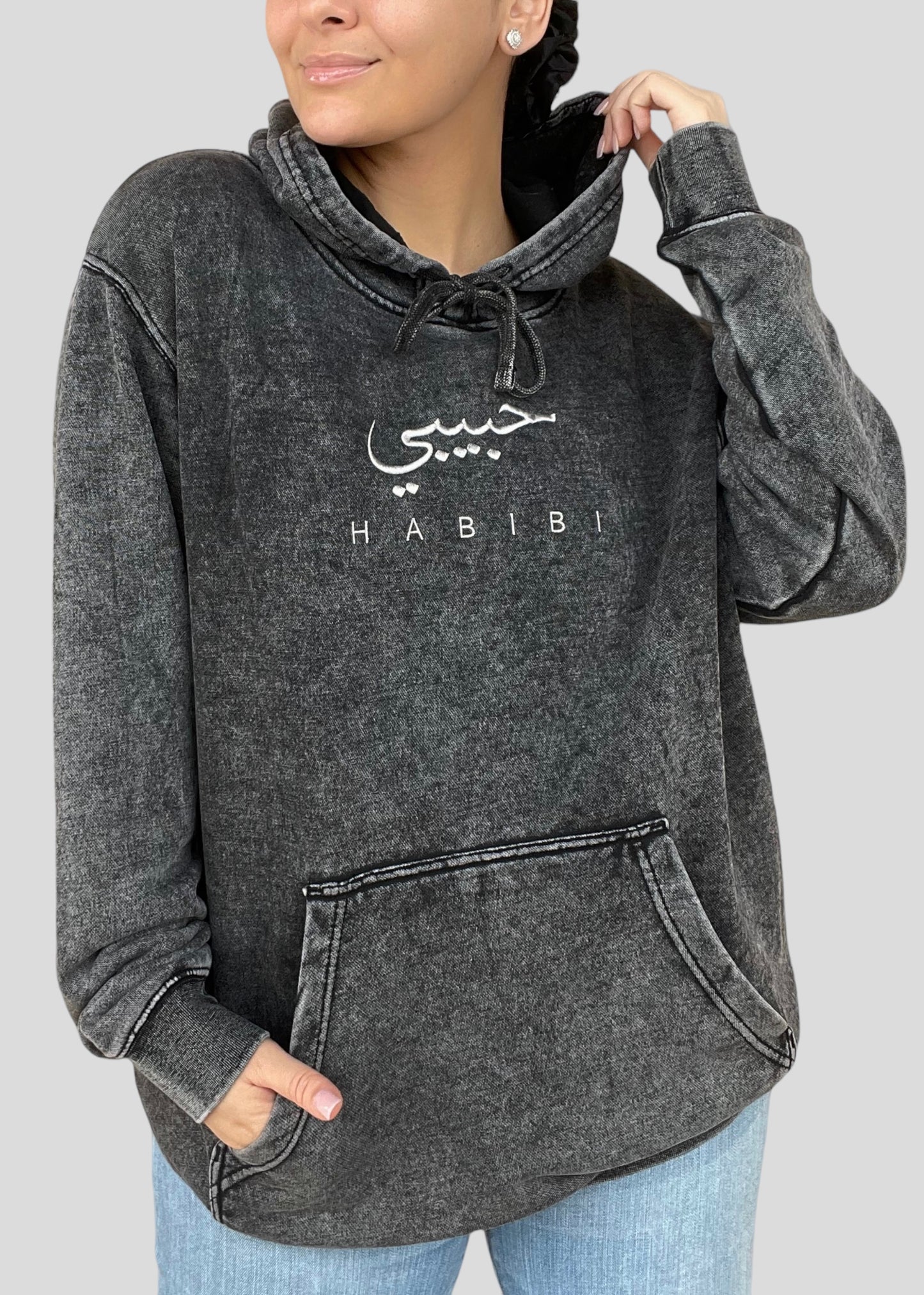 Embroidered Mineral Wash Habibi - Hoodie