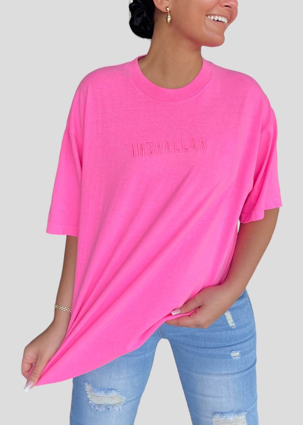 Embroidered Neon Inshallah T-Shirts