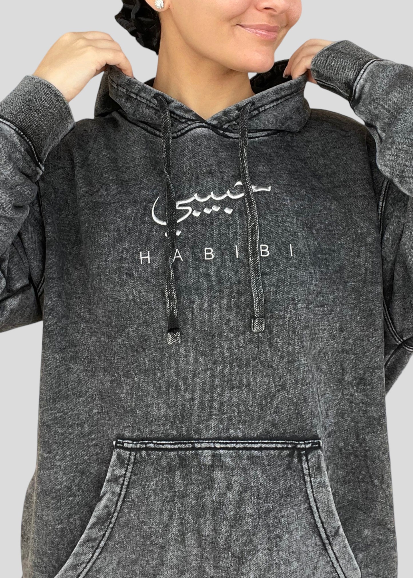 Embroidered Mineral Wash Habibi - Hoodie