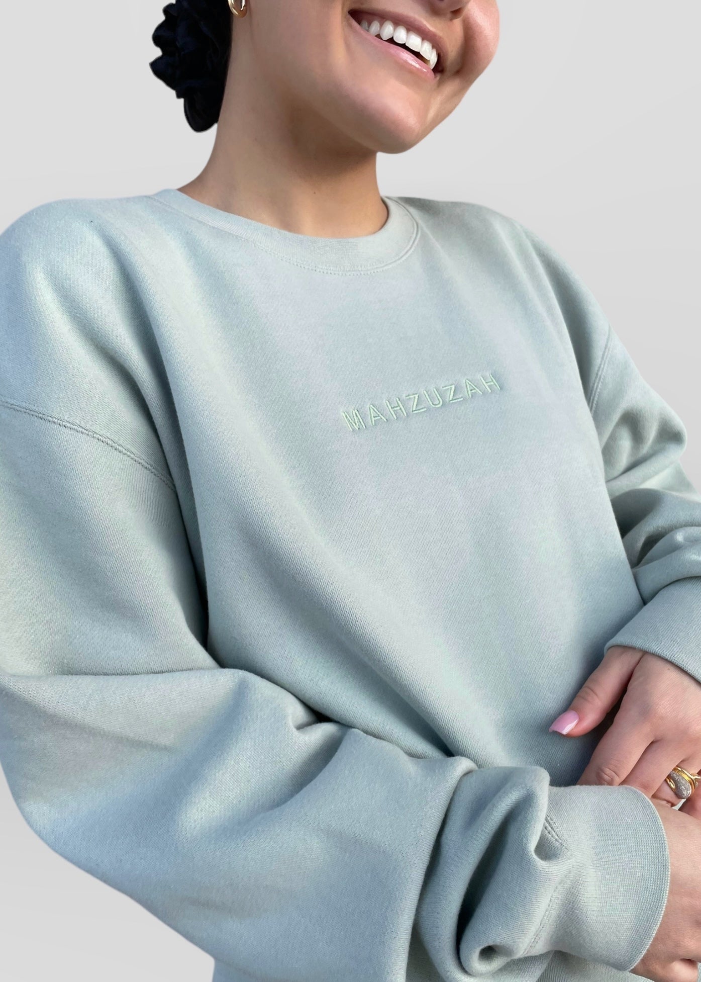 Coptic Floral Cross + Mahzuzah Printed & Embroidered Sweatshirts