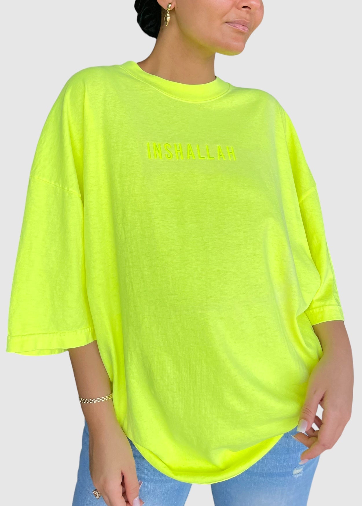 Embroidered Neon Inshallah T-Shirts
