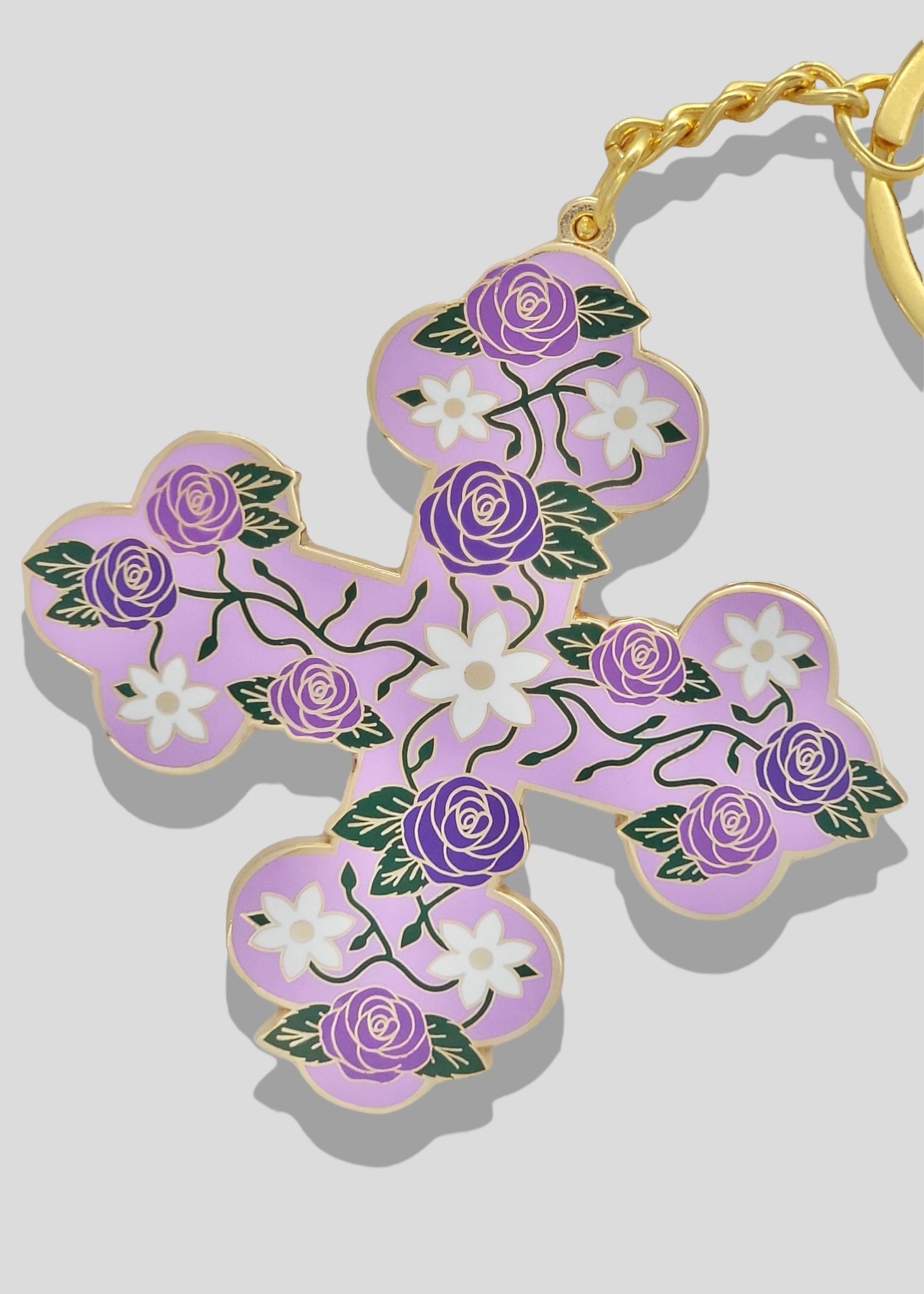 Floral Coptic Cross Keychains