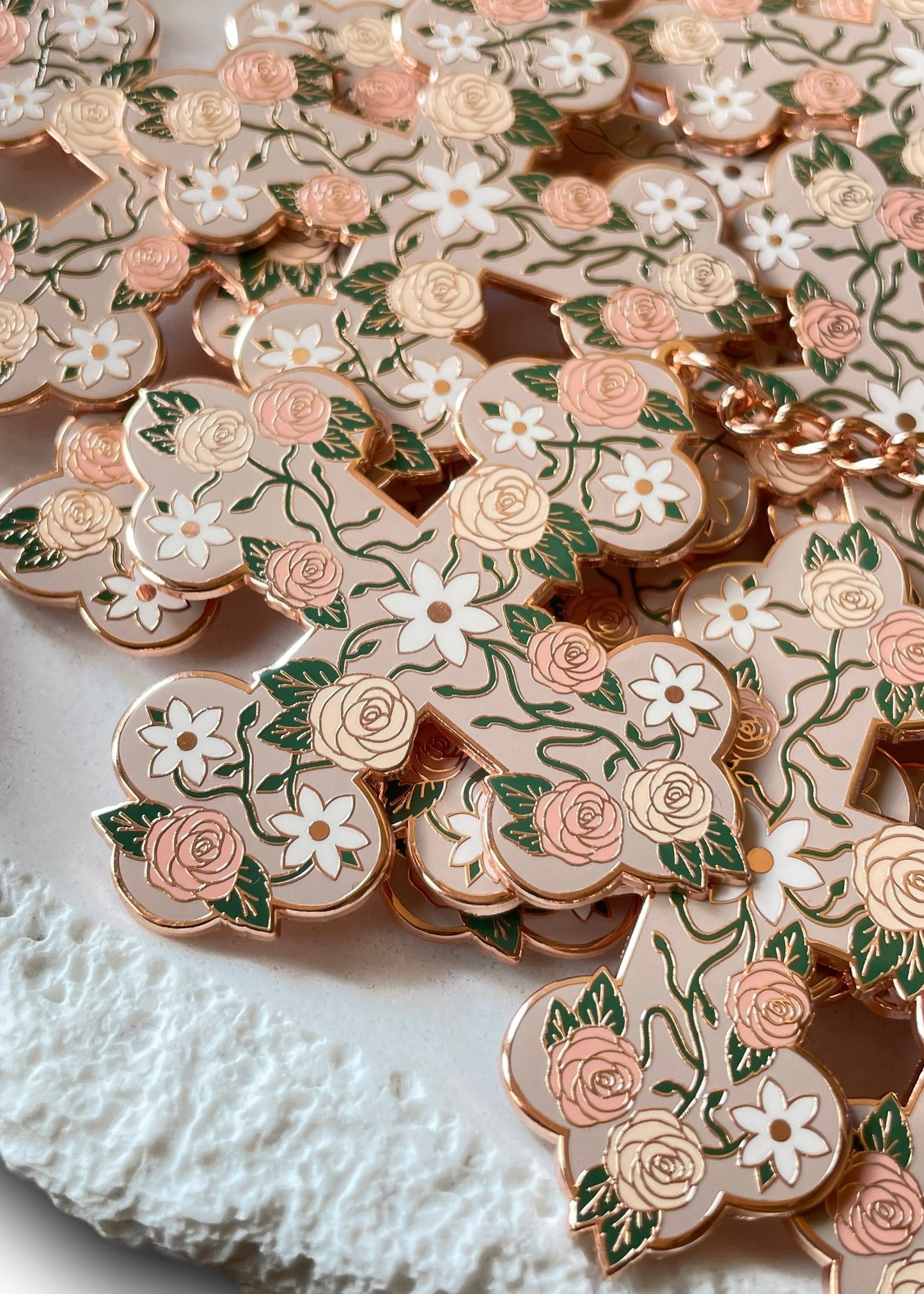 Floral Coptic Cross Keychains