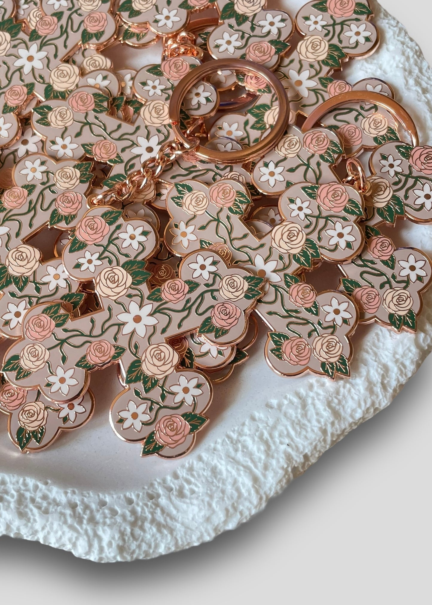 Floral Coptic Cross Keychains