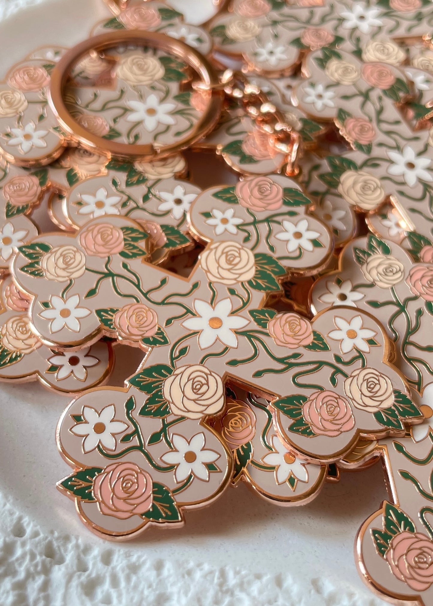 Floral Coptic Cross Keychains