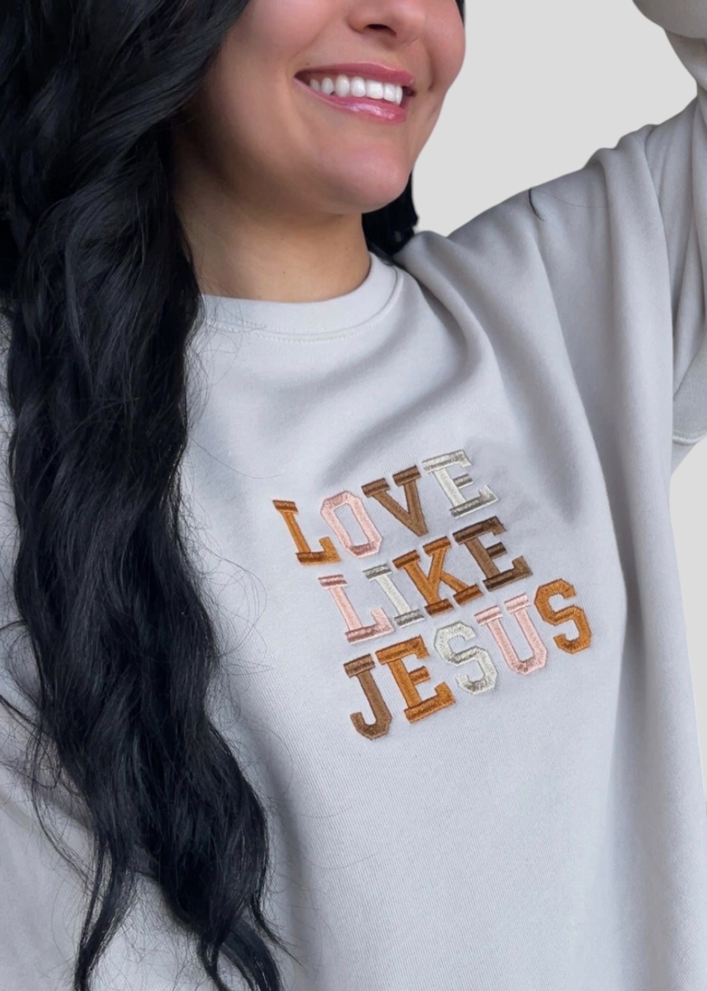 Embroidered Love Like Jesus Sweatshirts