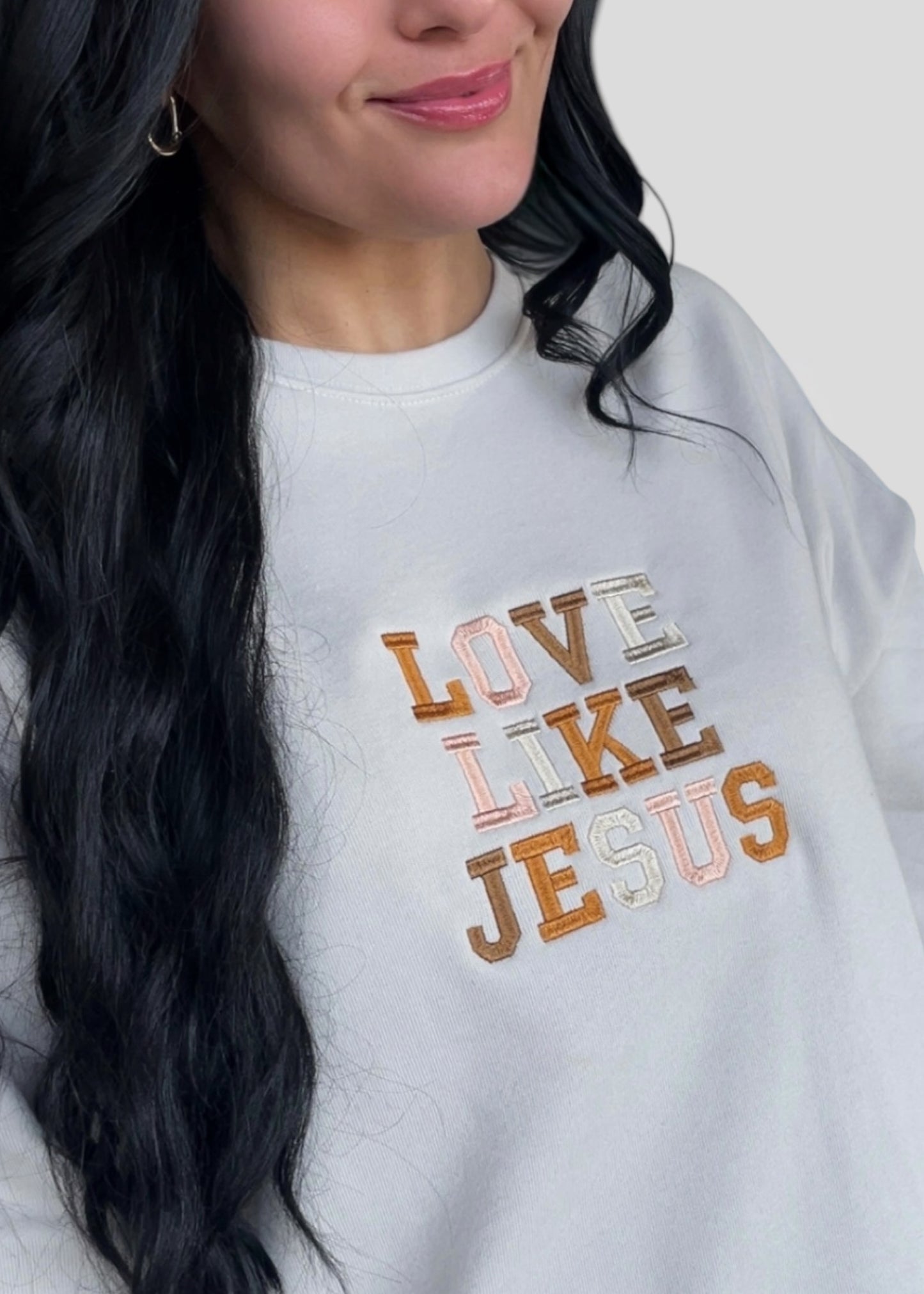 Embroidered Love Like Jesus Sweatshirts