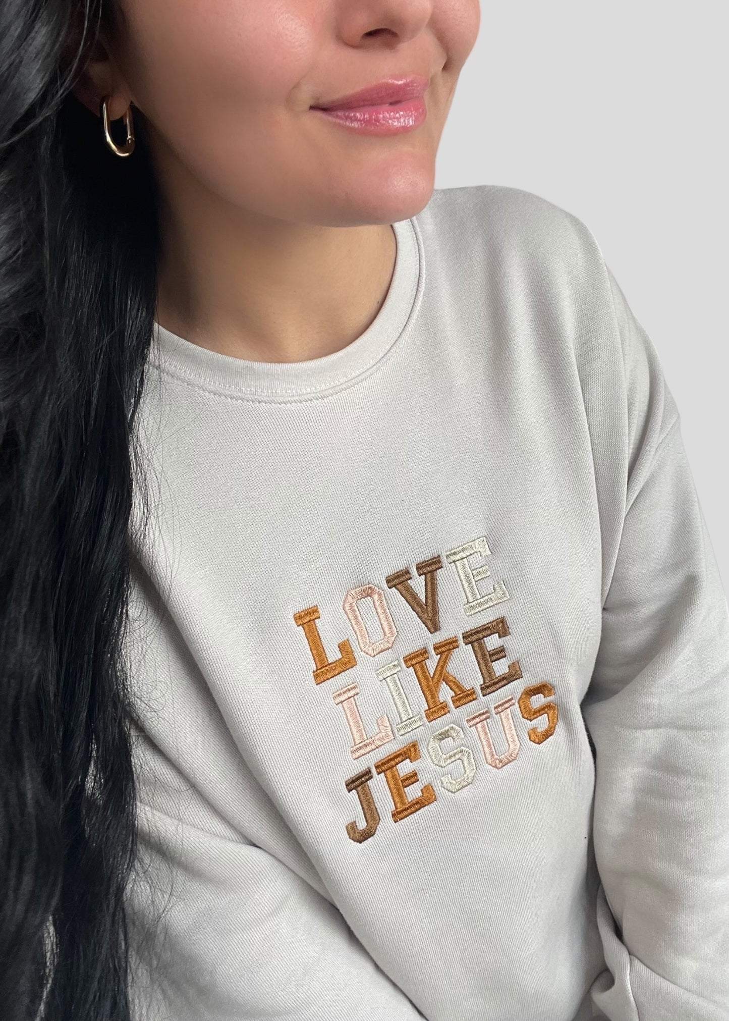 Embroidered Love Like Jesus Sweatshirts