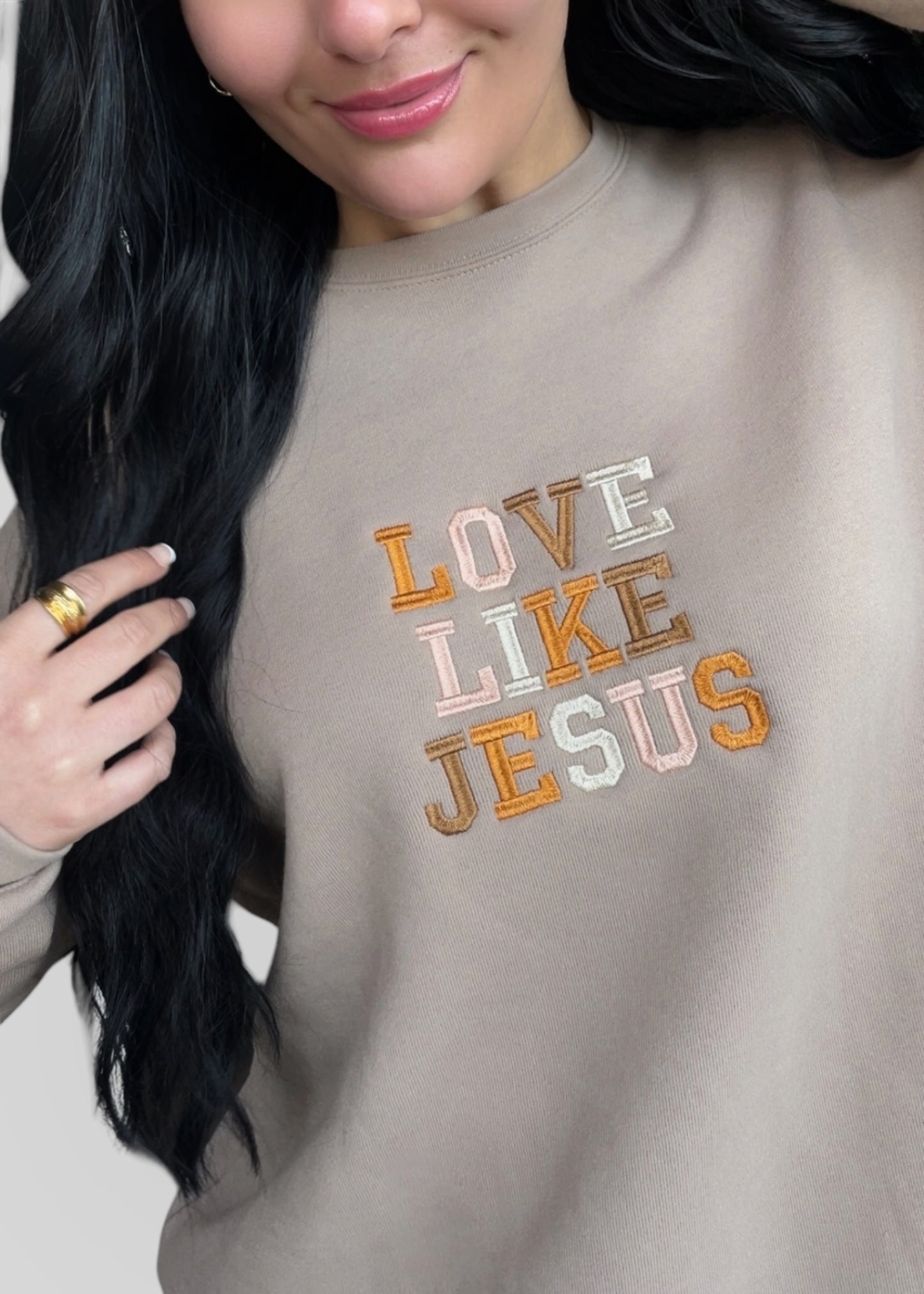 Embroidered Love Like Jesus Sweatshirts