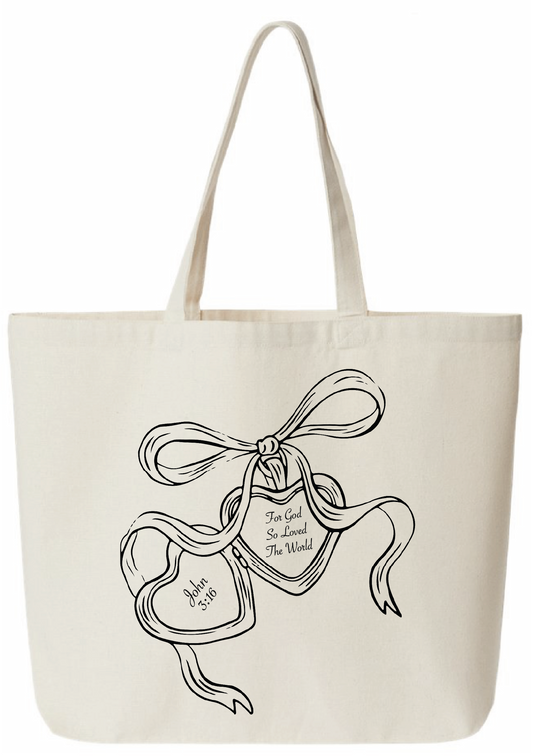 John 3:16 For God So Loved The World Heart Locket Jumbo Tote