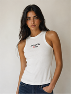 Embroidered Just A Girl That Loves Masr Rib Tank Top