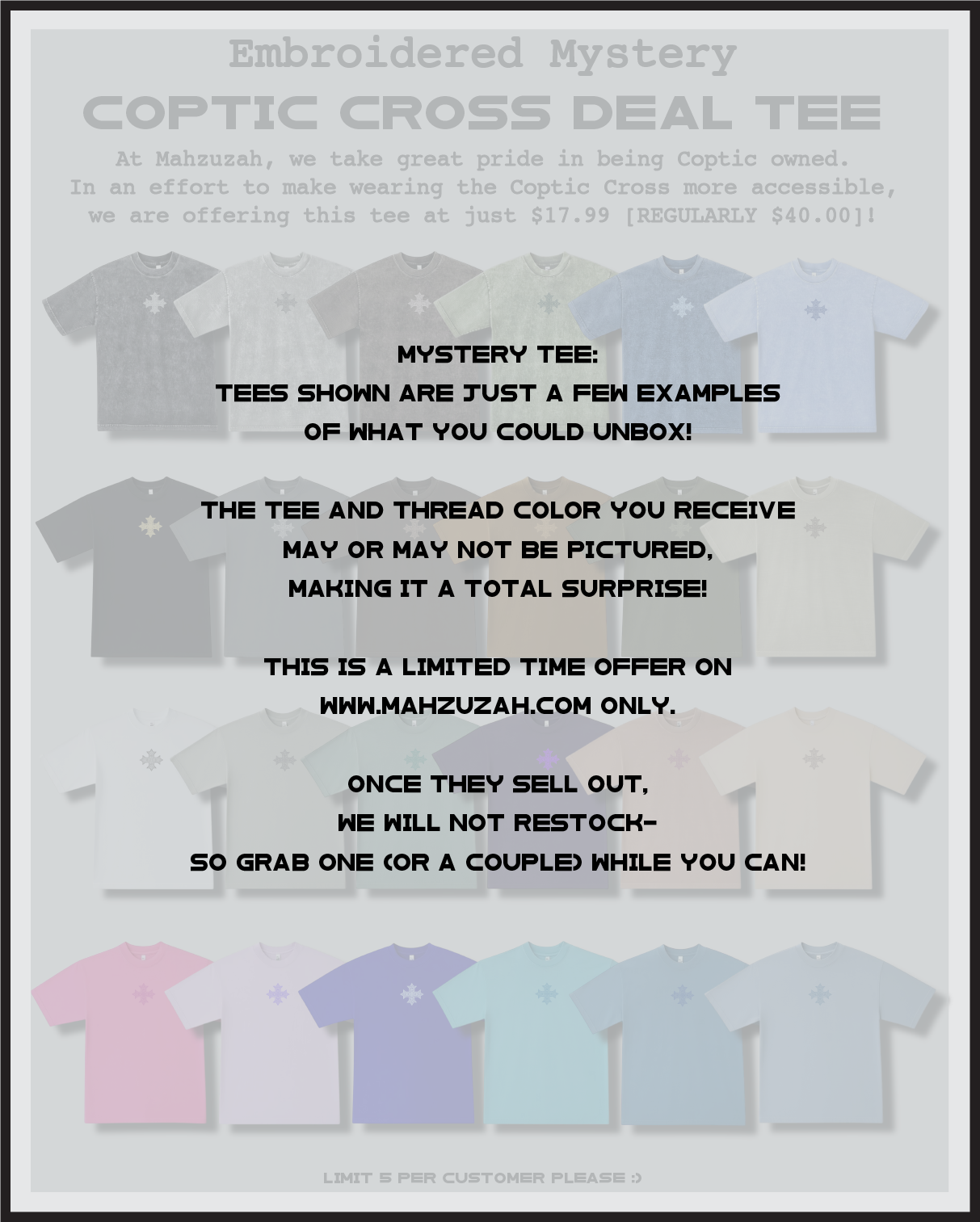 [DEAL TEE] Embroidered Unisex Mystery Coptic Cross Tee