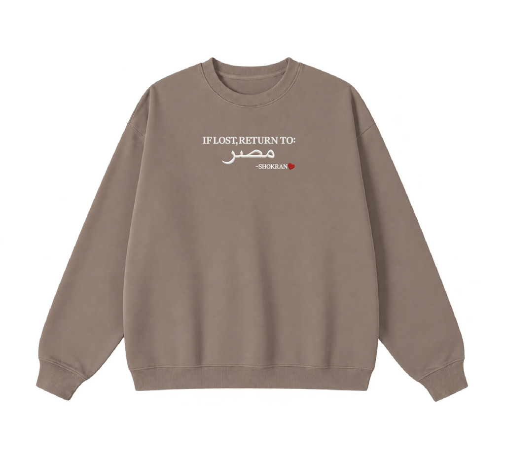 Embroidered If Lost, Return to Masr Crewneck