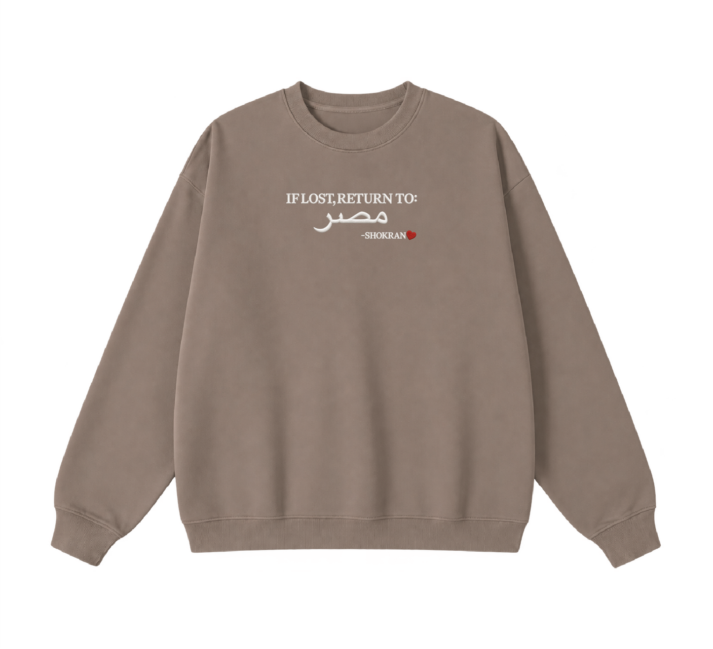 Embroidered If Lost, Return to Masr Crewneck