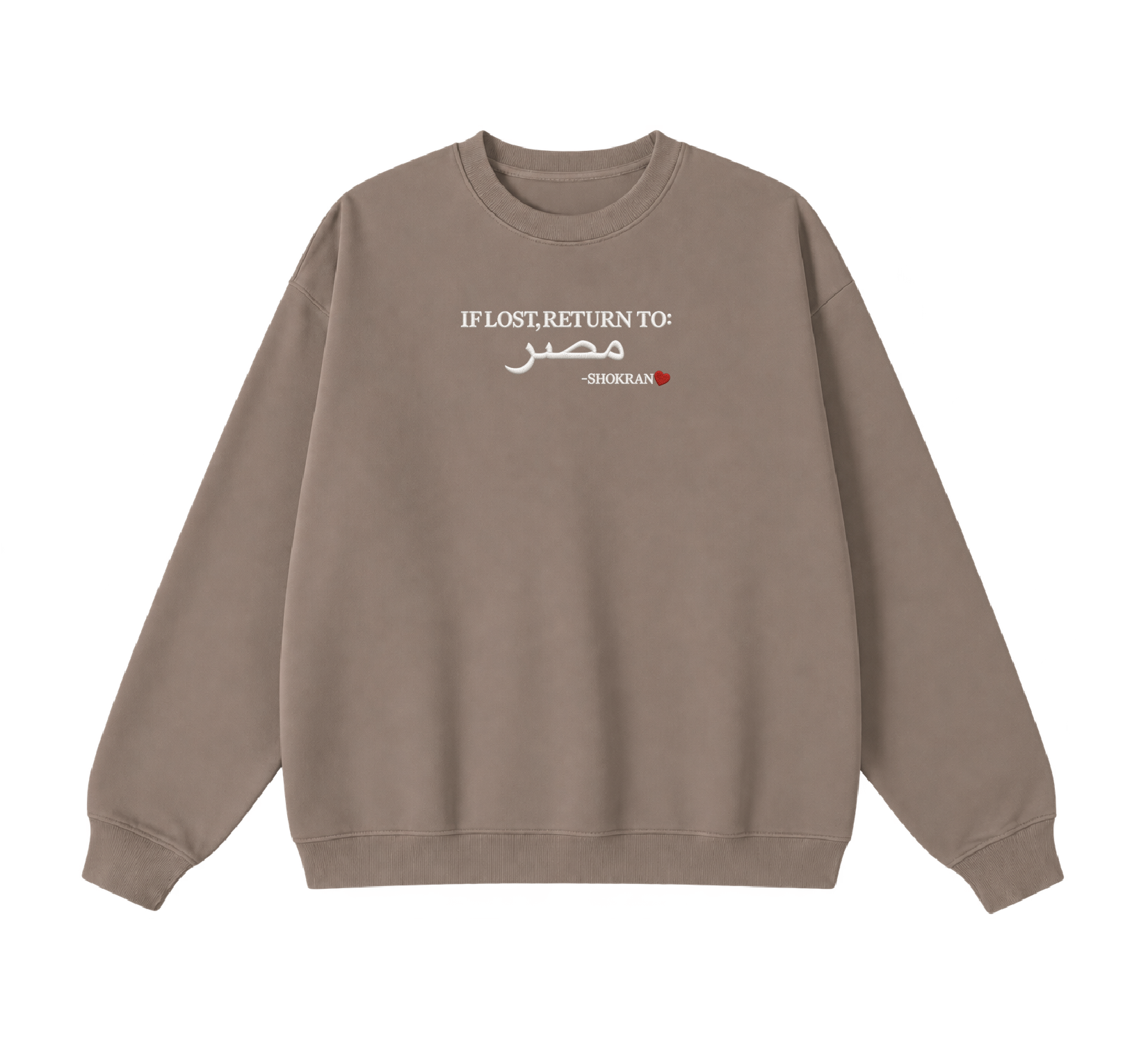 Embroidered If Lost, Return to Masr Crewneck