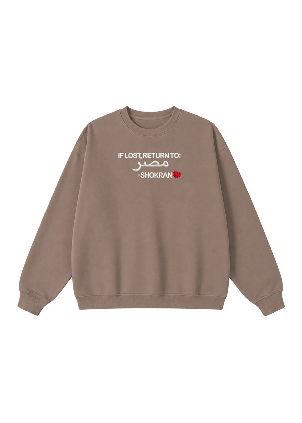 Embroidered If Lost, Return to Masr Crewneck