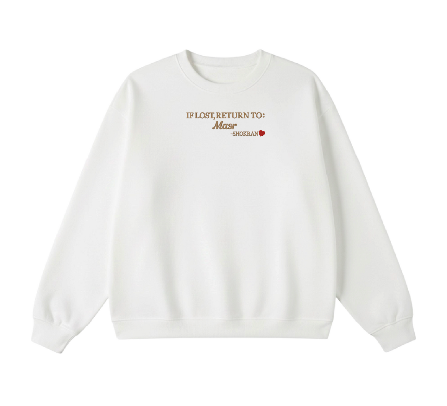 Embroidered If Lost, Return to Masr Crewneck