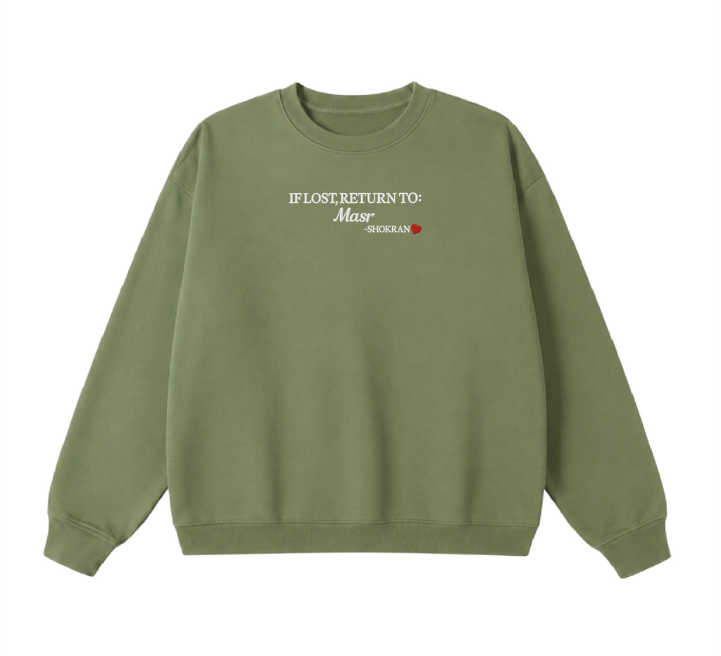 Embroidered If Lost, Return to Masr Crewneck
