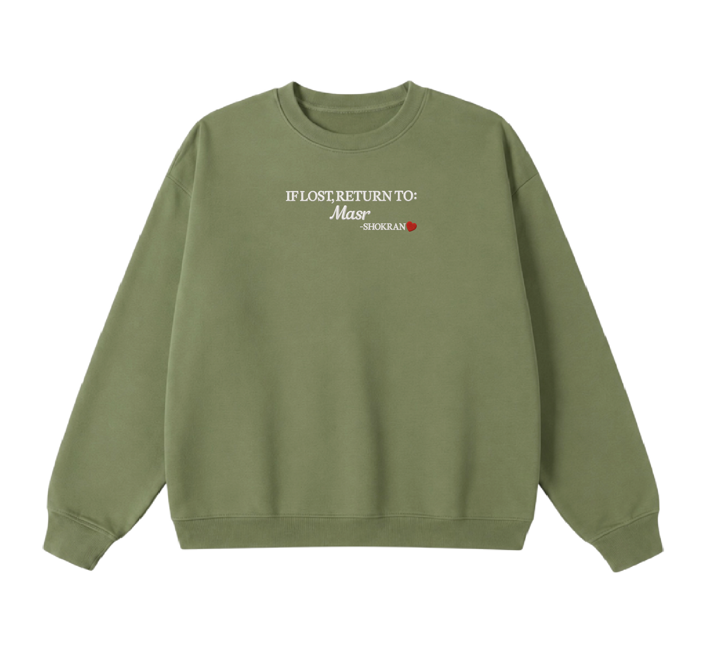 Embroidered If Lost, Return to Masr Crewneck