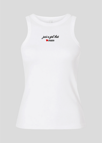 Embroidered Just A Girl That Loves Masr Rib Tank Top