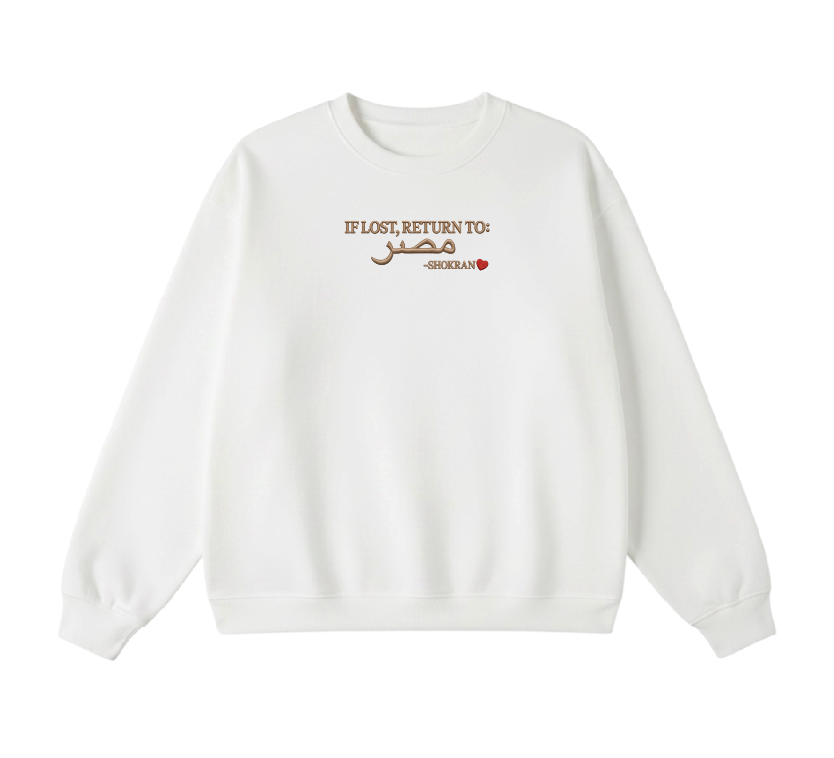 Embroidered If Lost, Return to Masr Crewneck