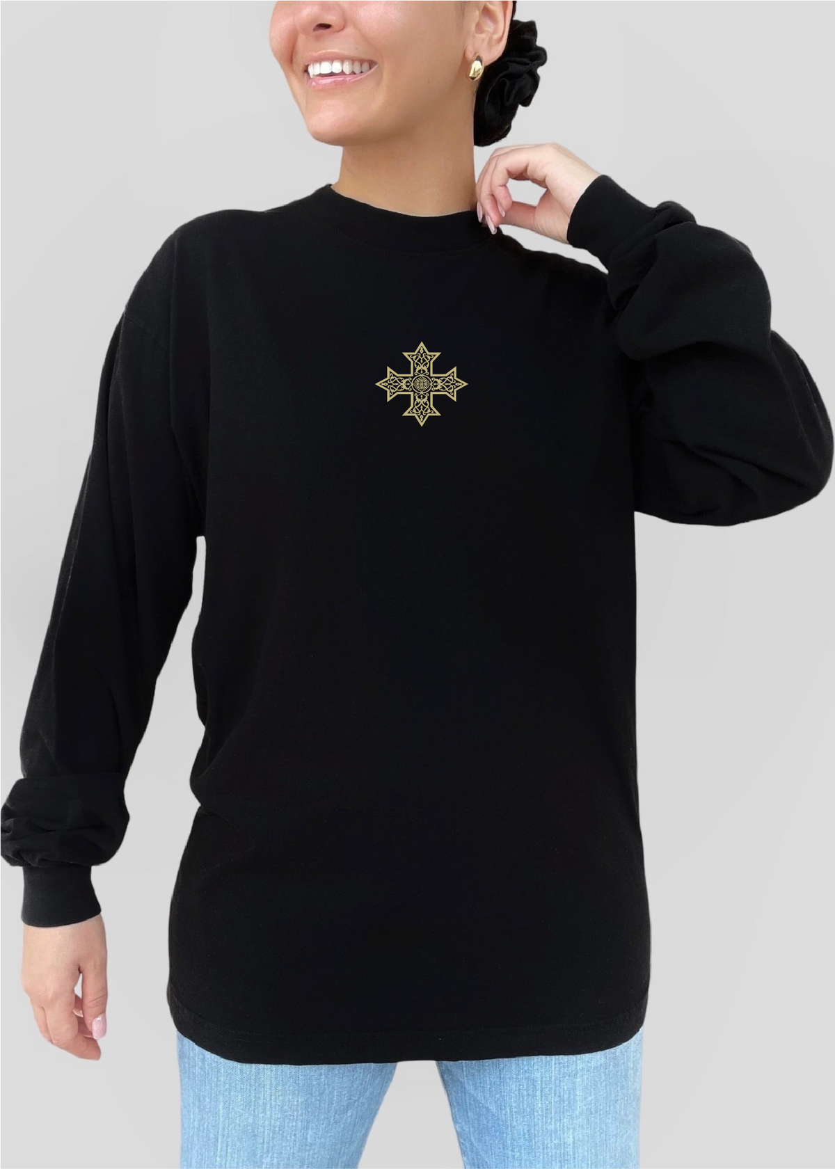 [DEAL TEE] Embroidered Unisex Mystery Coptic Cross Long Sleeve Tee