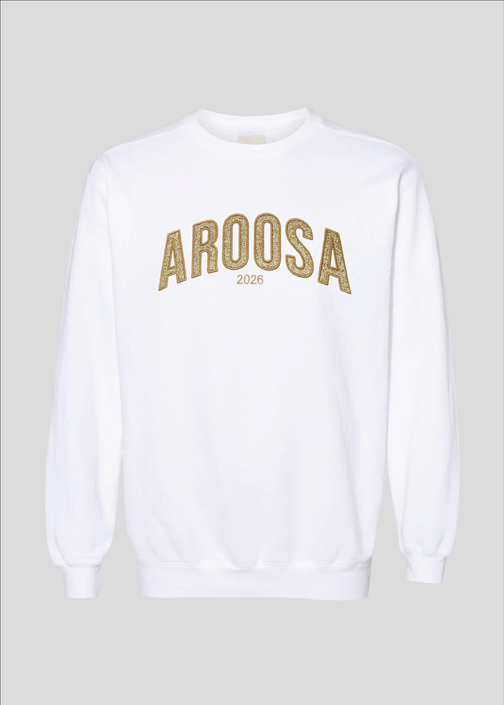 Embroidered Glitter Applique Aroosa Crewneck