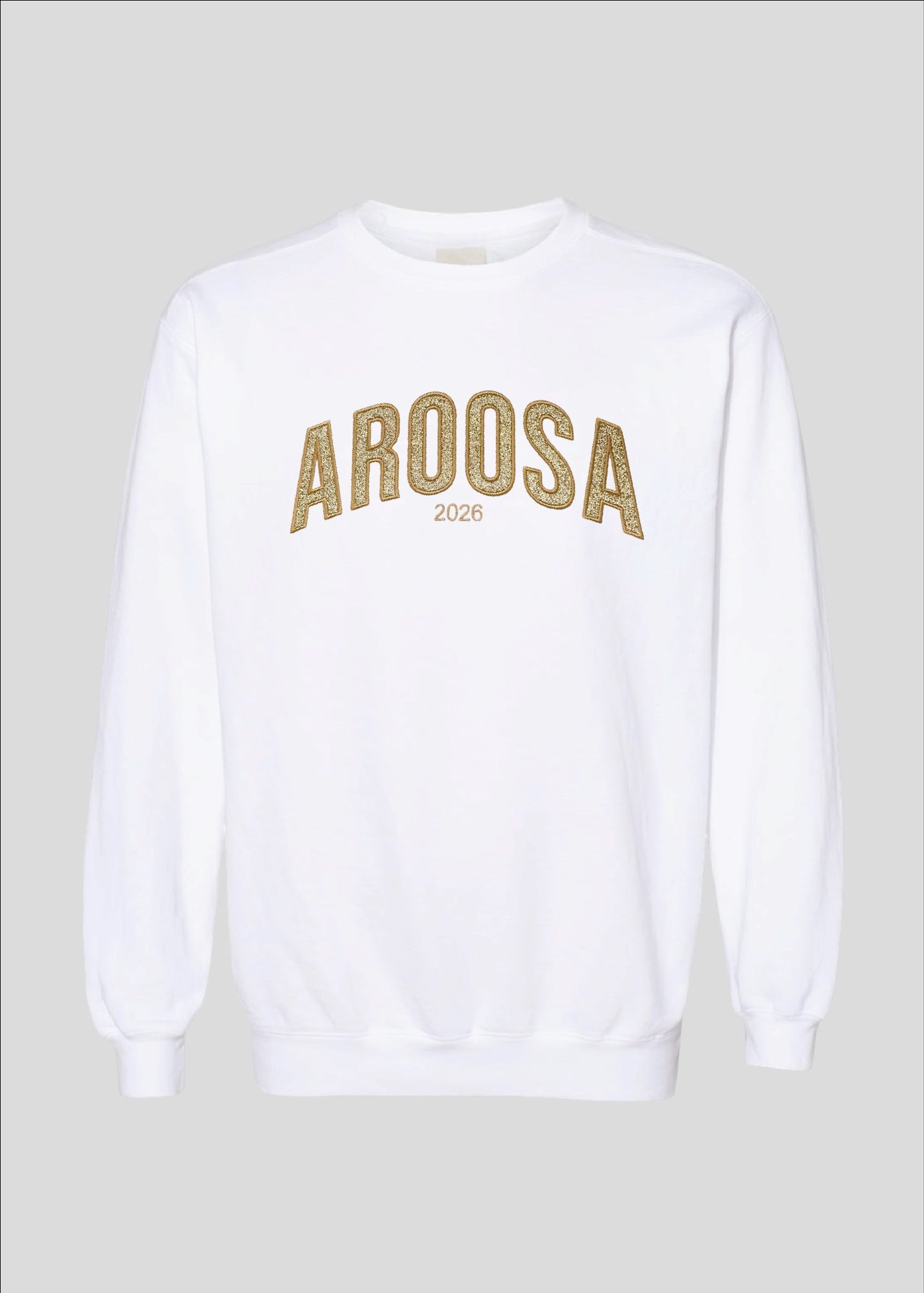 Embroidered Glitter Applique Aroosa Crewneck