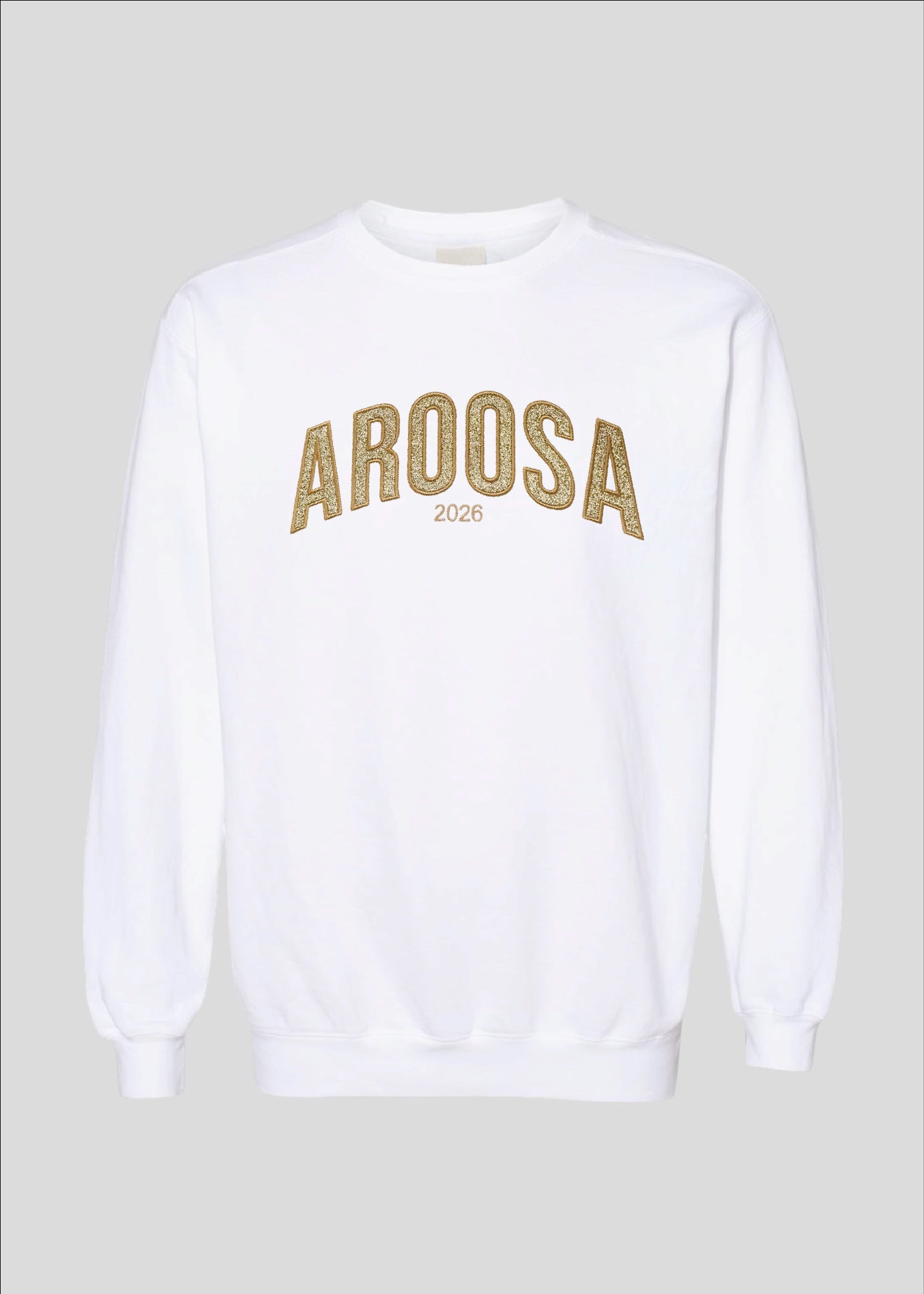 Embroidered Glitter Applique Aroosa Crewneck