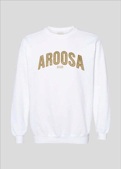 Embroidered Glitter Applique Aroosa Crewneck