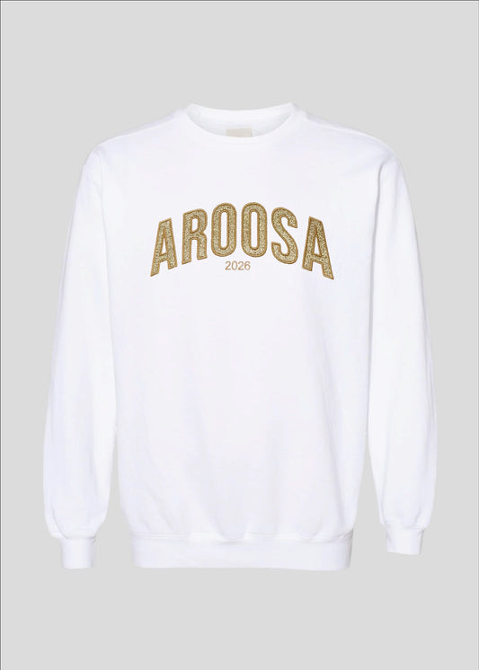 Embroidered Glitter Applique Aroosa Crewneck