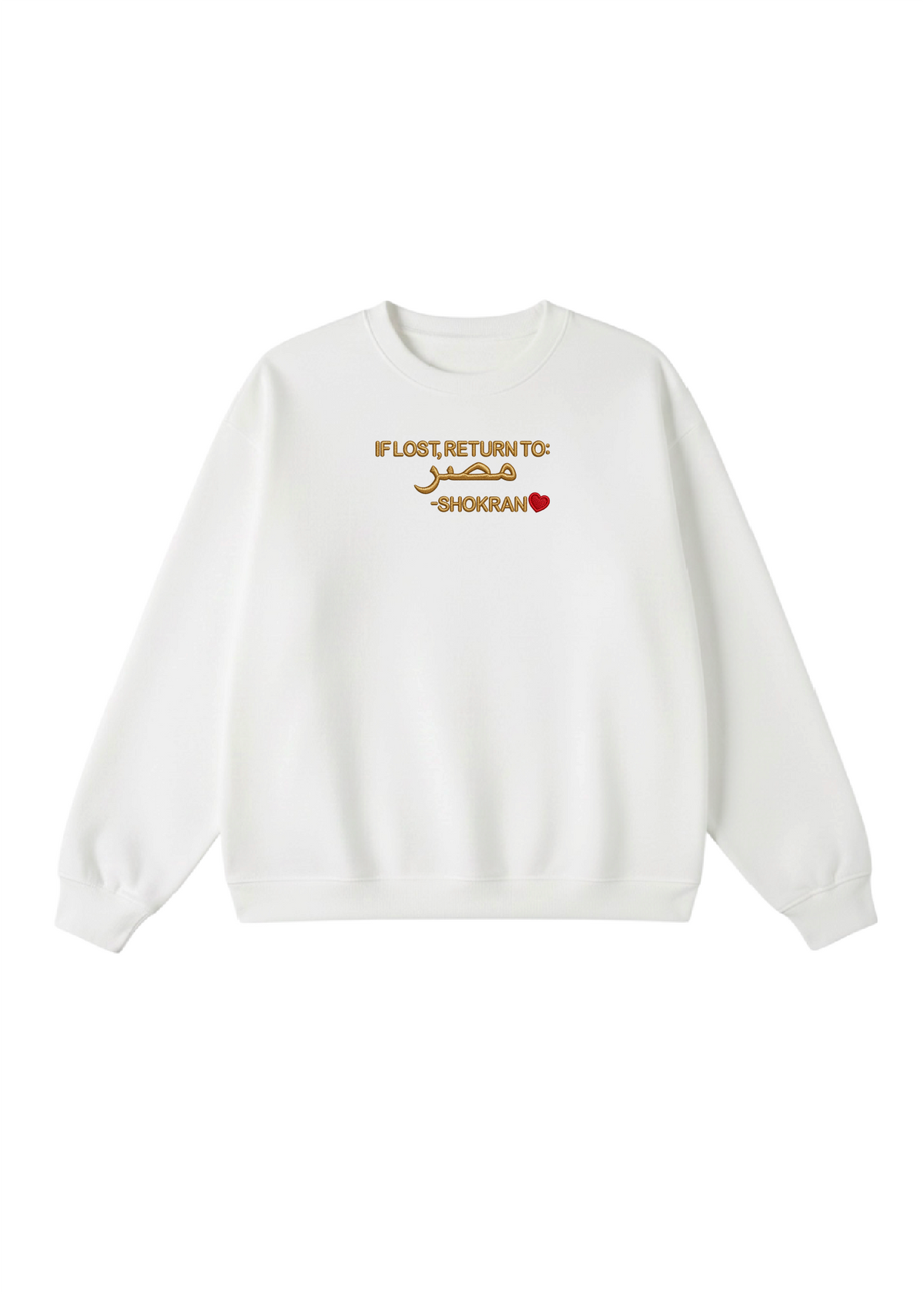 Embroidered If Lost, Return to Masr Crewneck