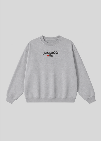 Embroidered Just a Girl That Loves Masr Crewneck