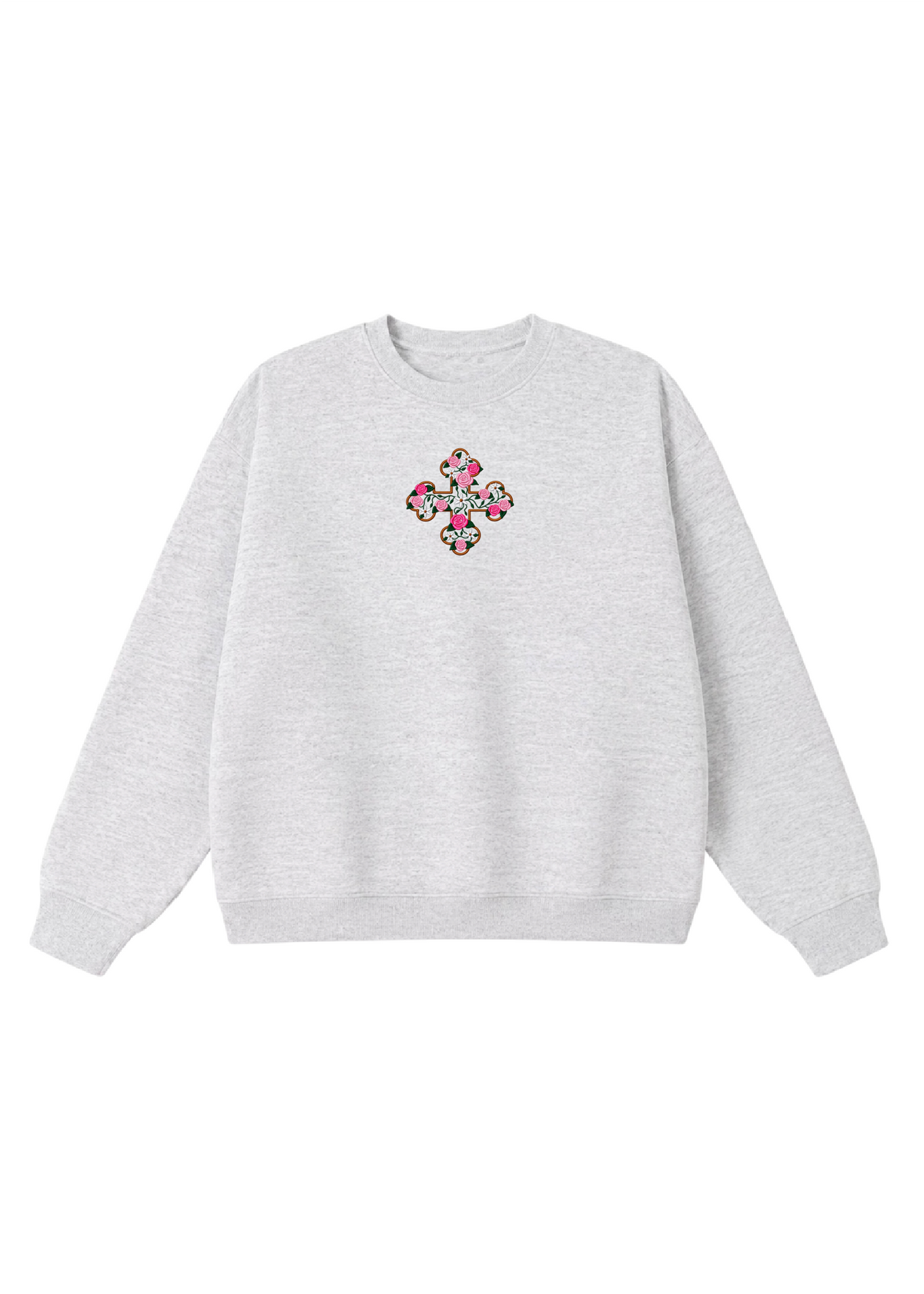 Embroidered Floral Coptic Cross Crewnecks