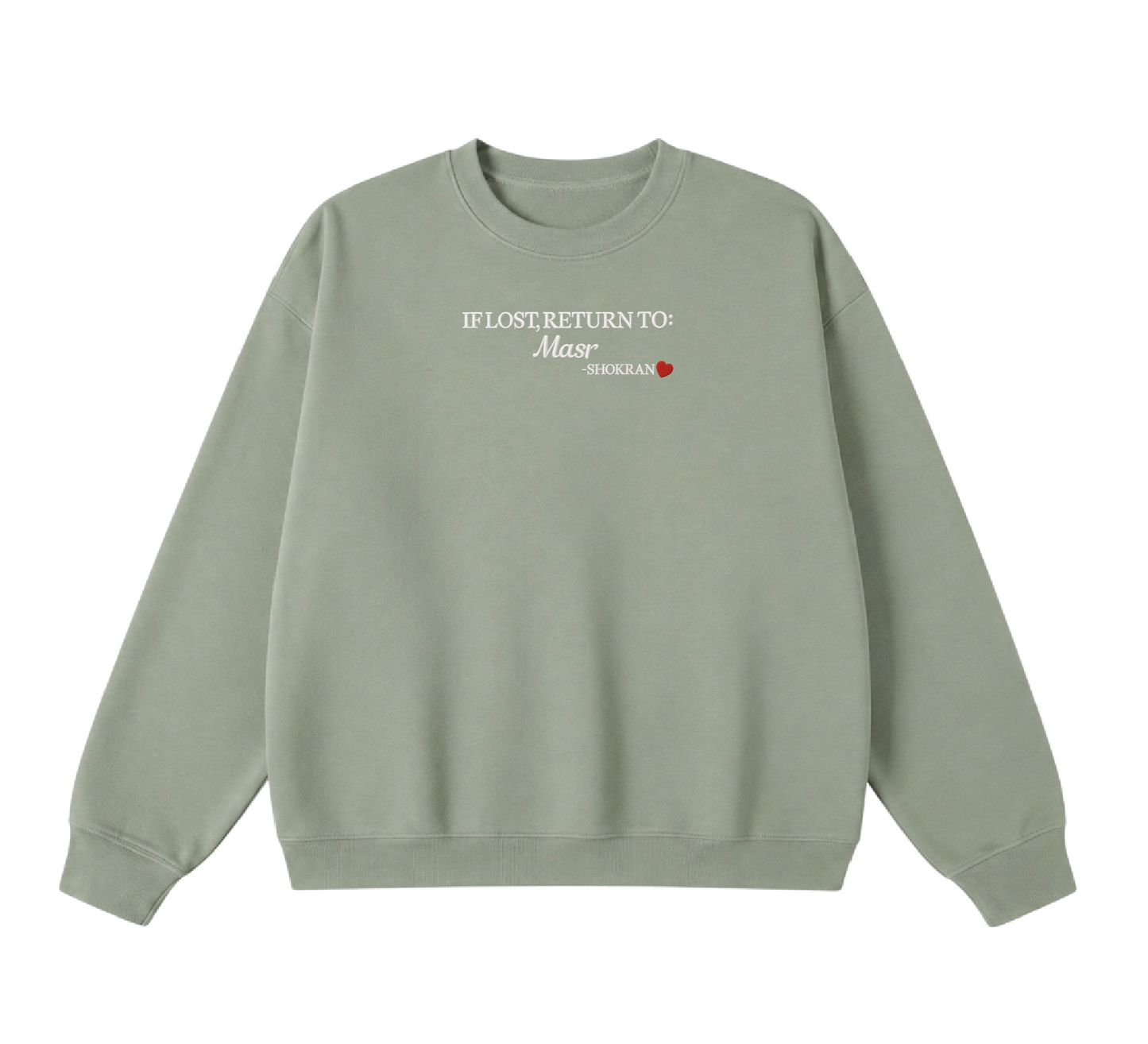Embroidered If Lost, Return to Masr Crewneck