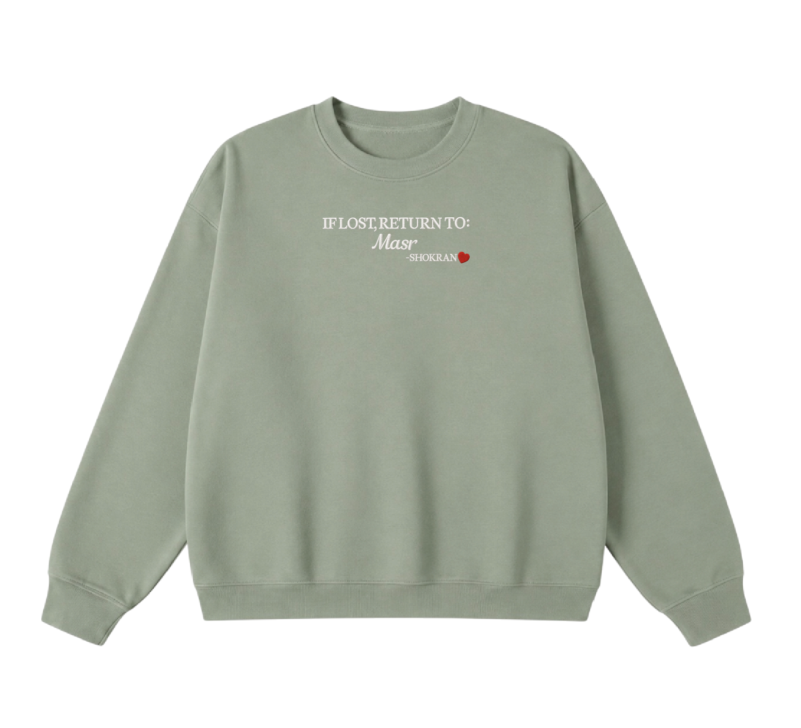 Embroidered If Lost, Return to Masr Crewneck