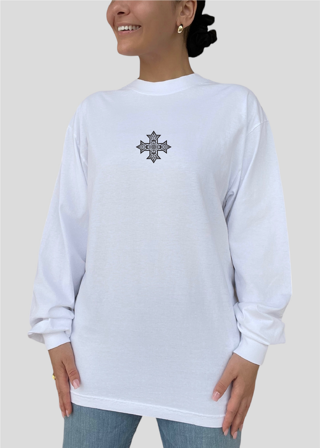 [DEAL TEE] Embroidered Unisex Mystery Coptic Cross Long Sleeve Tee
