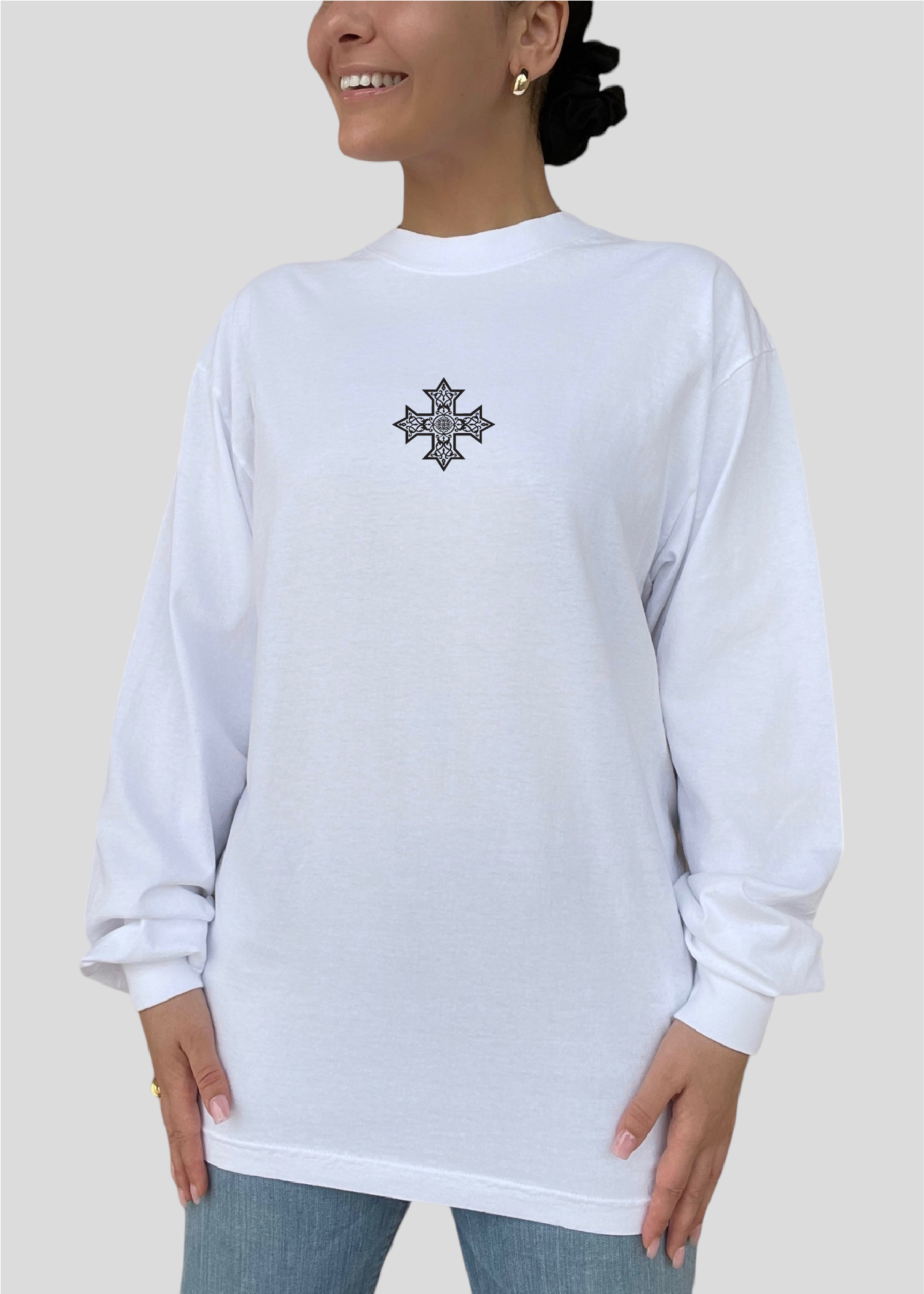 [DEAL TEE] Embroidered Unisex Mystery Coptic Cross Long Sleeve Tee