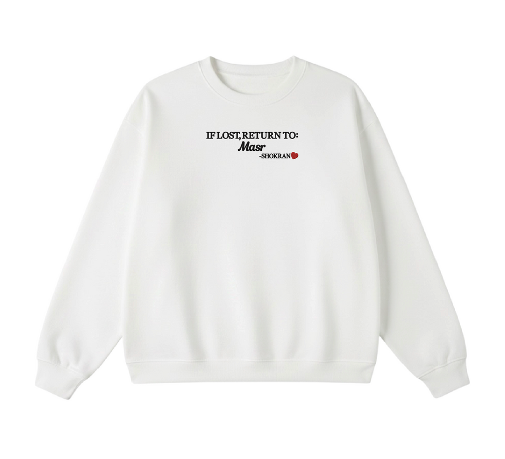 Embroidered If Lost, Return to Masr Crewneck
