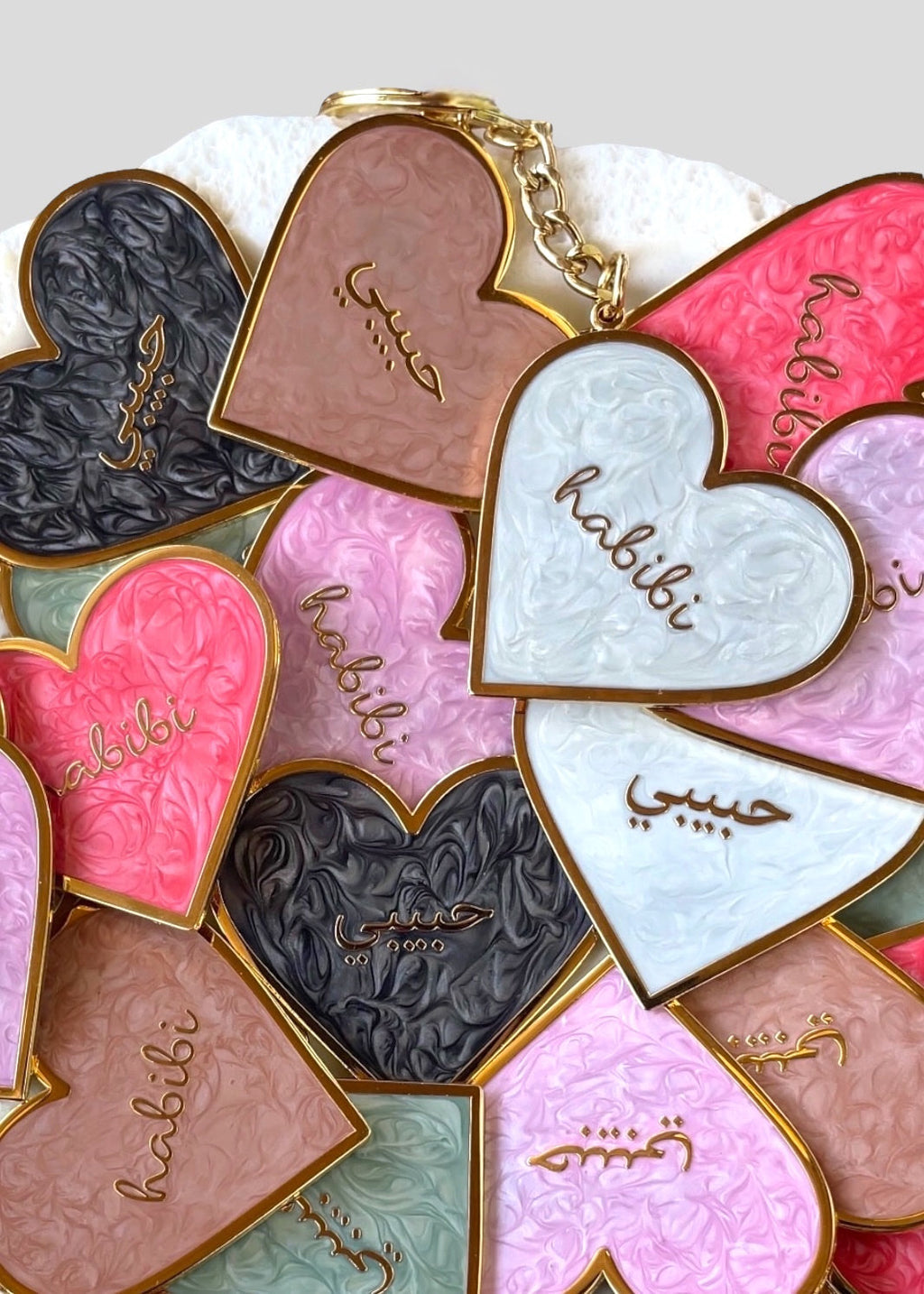 Pearlescent Habibi Heart Keychains