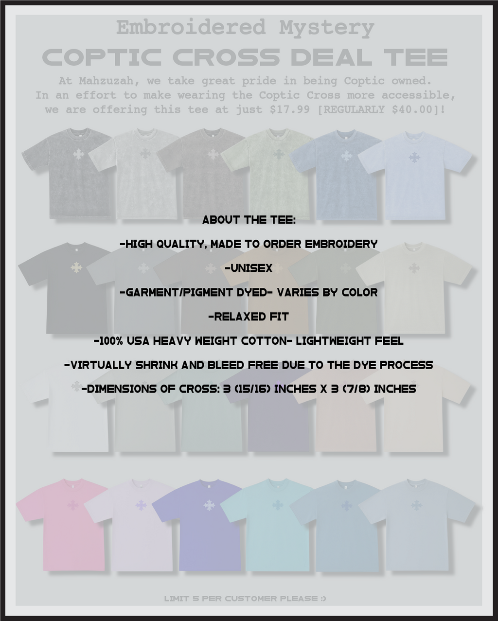 [DEAL TEE] Embroidered Unisex Mystery Coptic Cross Short Sleeve Tee